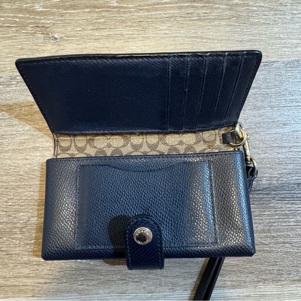 Coach Navy Wristlet Wallet - Picture 3 of 6